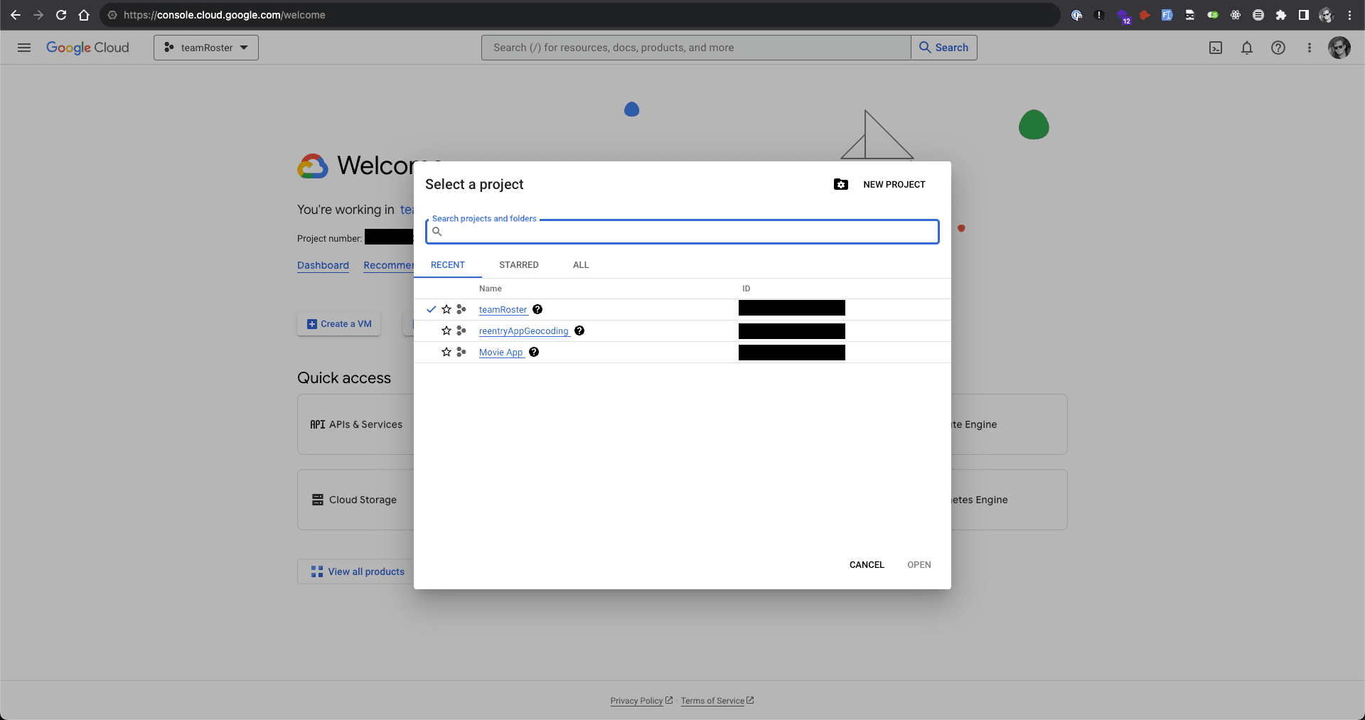Create a new GCP project